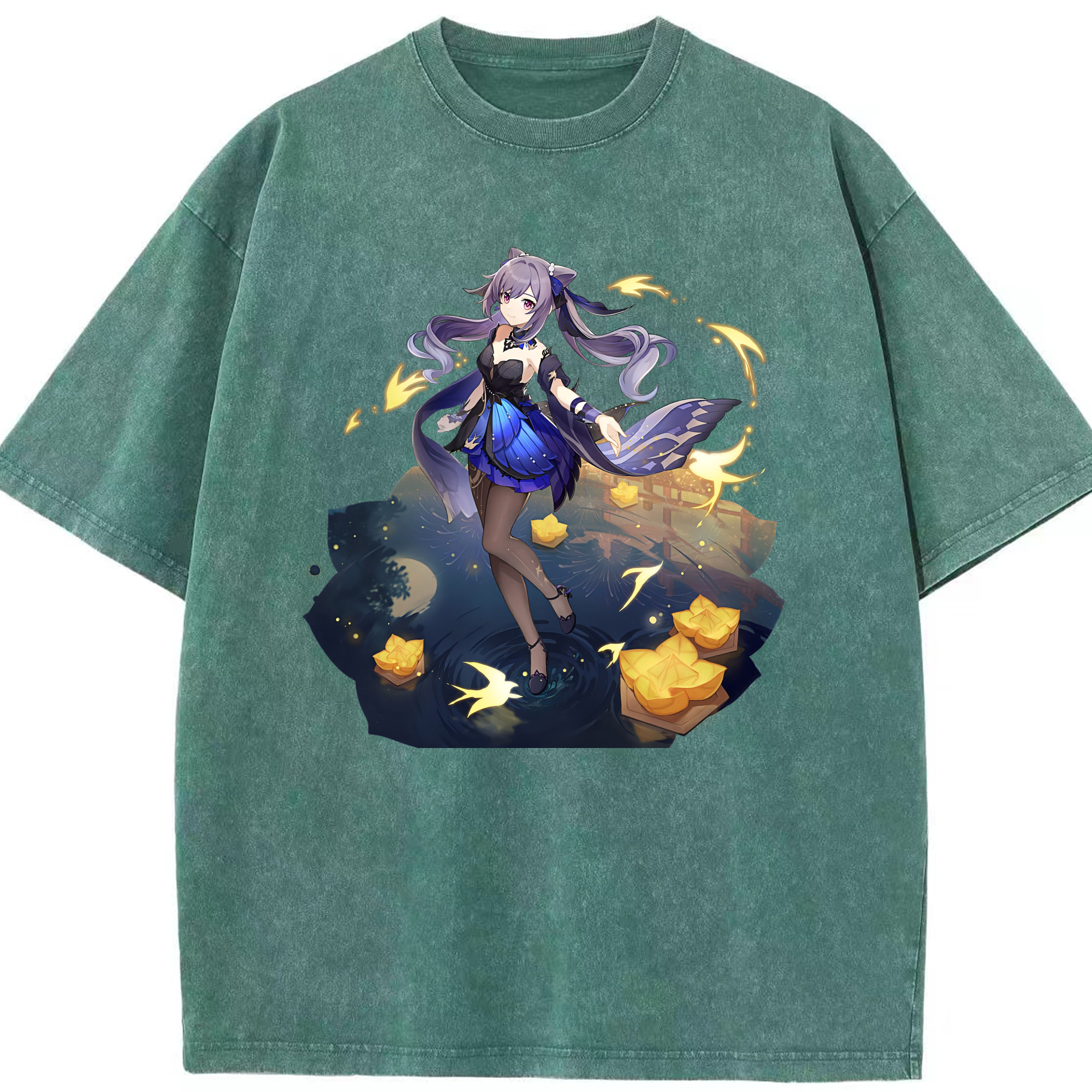 げんし神 刻晴 こくせい genshin Kokusei 綿100% ヴィンテージ風 半袖Tシャツ（フロントプリント）